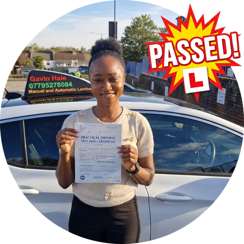 A learner celebrating passing their driving test with UDrive2Day